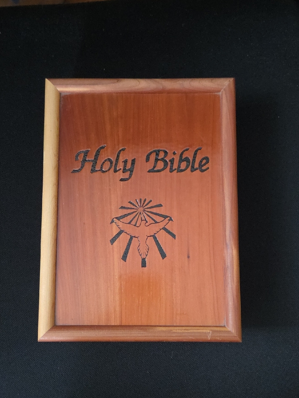 Vintage Holy Bible Wooden Cedar Box Case 9.5" x 7"  (just box)
